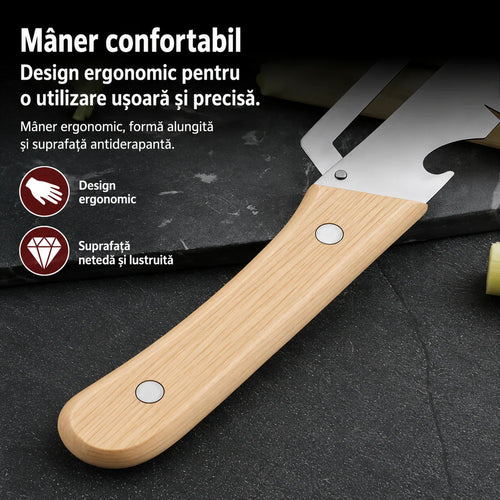 Peeler Multifuncțional Oțel și Lemn 3 în 1!